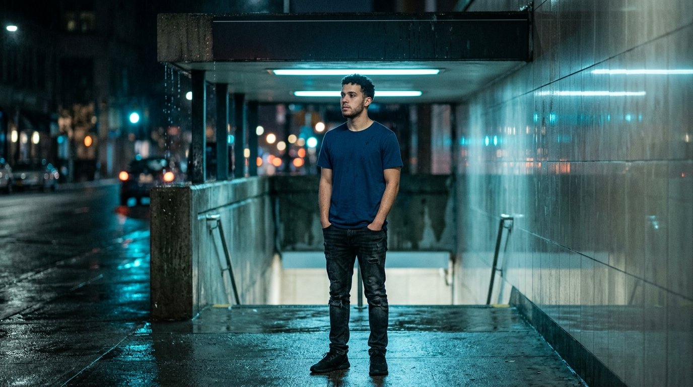 Subway entrance at night